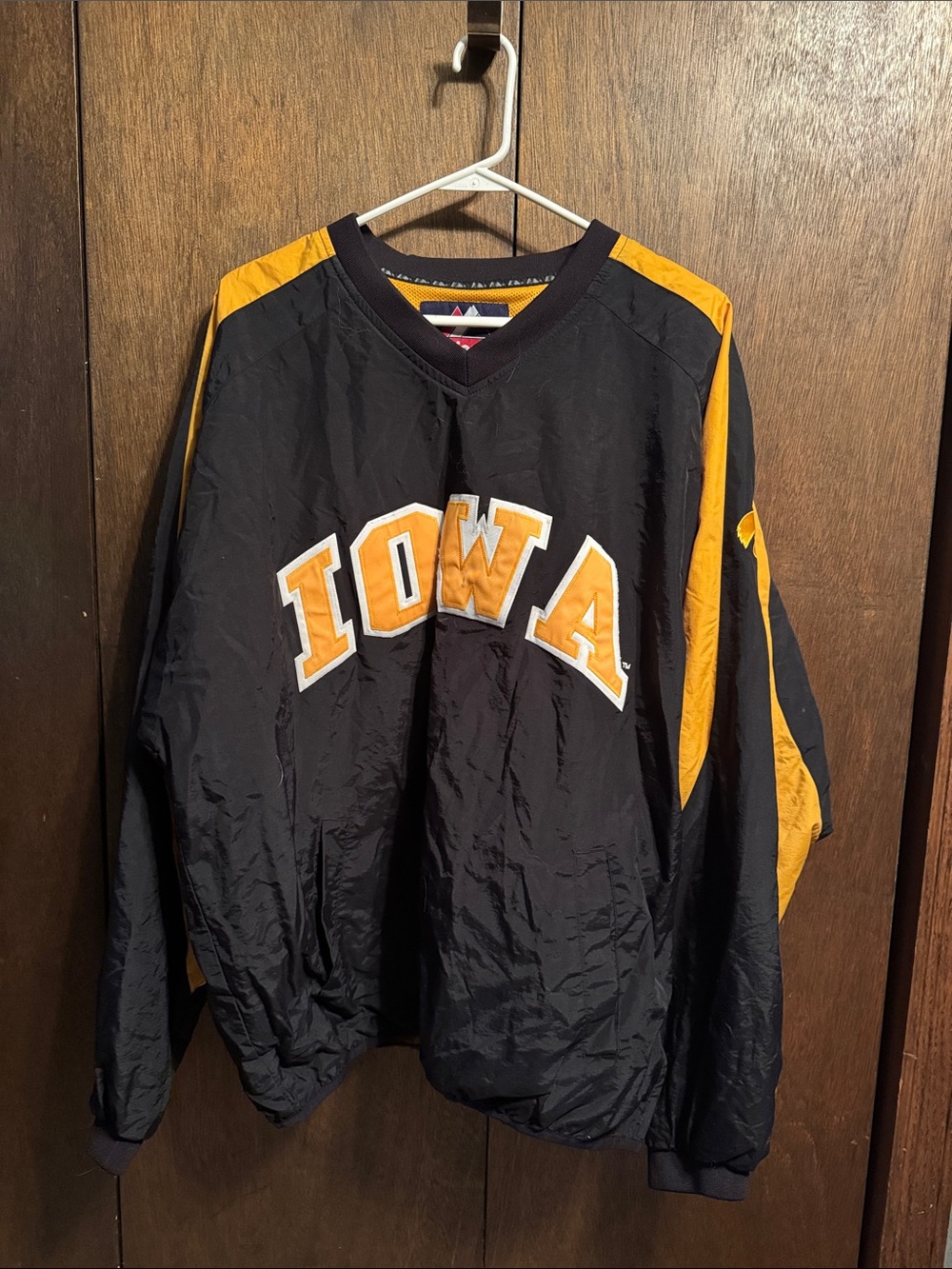 Majestic Black and Gold Iowa Pullover Windbreaker